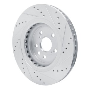 Lexus RX350h Brake Rotor (1) - Front Left - R1 Concepts - Drilled & Slotted - Silver - `20-`25